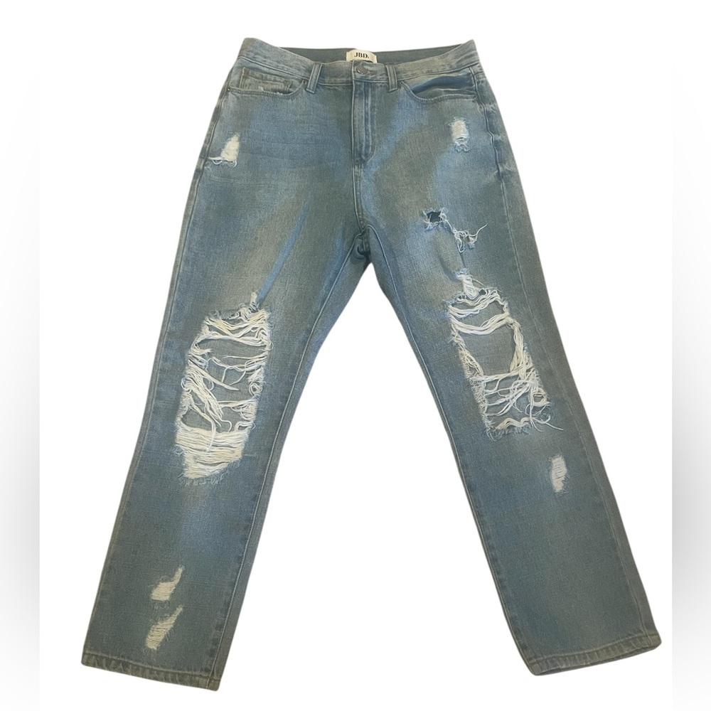JBD Just Black Denim Distressed Straight Jeans Size 30 Light Wash
